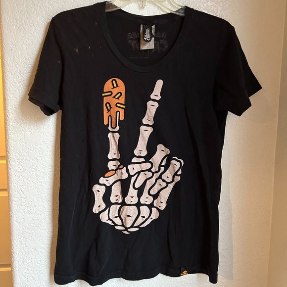 T-shirt Femme Johnny Cupcakes Halloween - Motif Squelette, Manches Courtes, Taille L